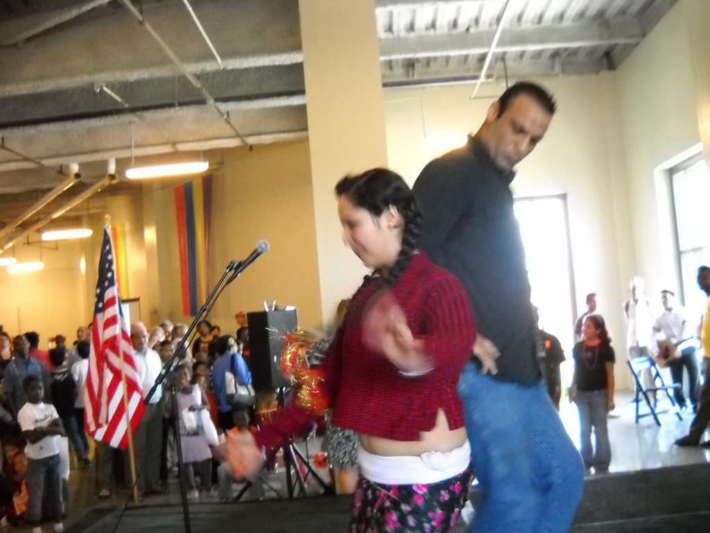 A brave audience member jumped on stage to learn a Nepali dance, but it looks like he got a little turned around!